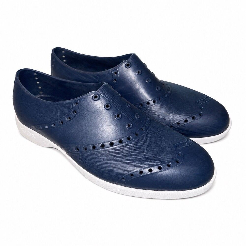 Billion BiiON Golf Shoes Mens 9 Womens 11 Navy Blue Slip On Wingtip Casual